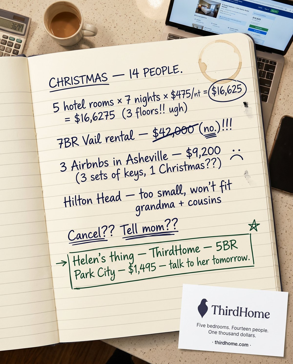 Multi-Gen pattern interrupt — handwritten planner page with Christmas math